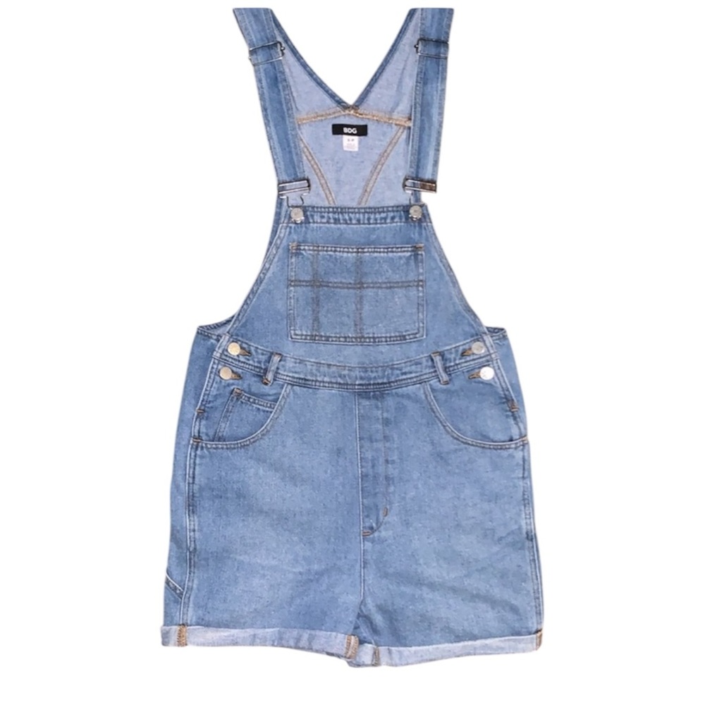 BDG Short Blue Denim Overalls
